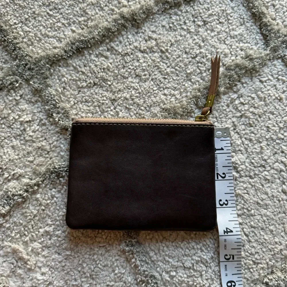 Madewell The Leather Pocket Pouch Wallet Colorblock card holder brown tan
